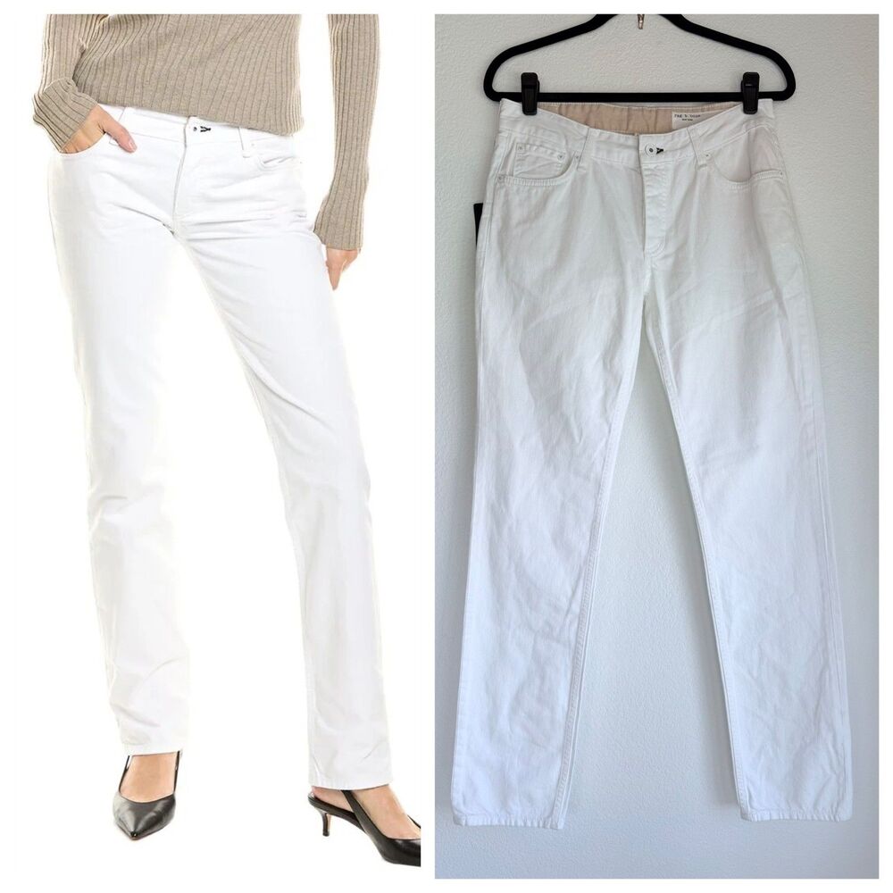 NWT Rag + Bone Women's Piper Low Rise Straight Jeans in Bright White Size 27